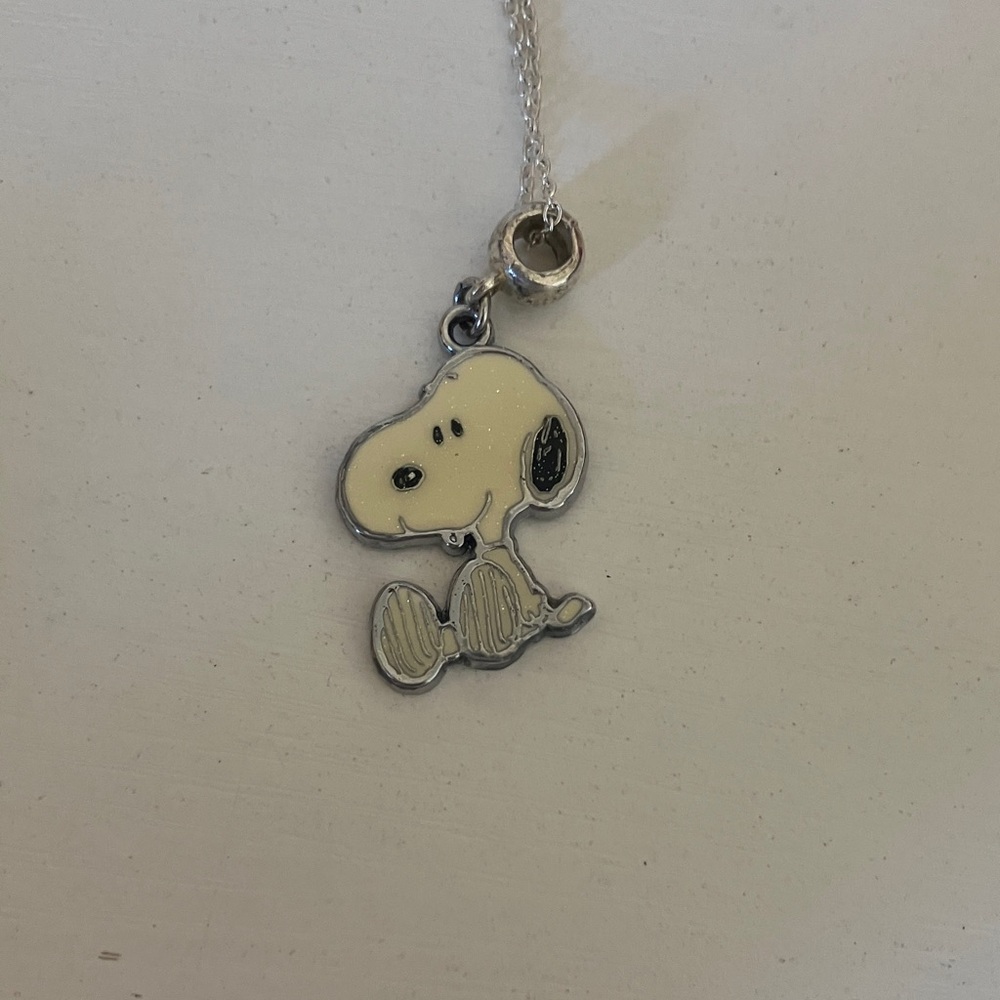 Snoopy Dog Pendant Necklace - Cream and Silver